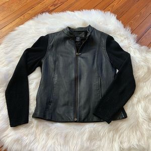 faux leather sweater jacket